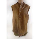 A WWII British Army leather Jerkin, dated 1944 Jerkin with label for Erkins Leather no. 2, size 2,