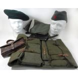 A WWII period Yugoslavian Partisan cap with red star emblem Further green beret, Russian gun