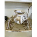 Powell Bishop & Stonier gilt floral decorated wash bowl and jug