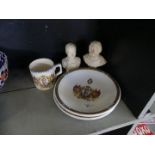 Royalty Interest - Edward VIII coronation mug, two circular dishes, a bust and one other