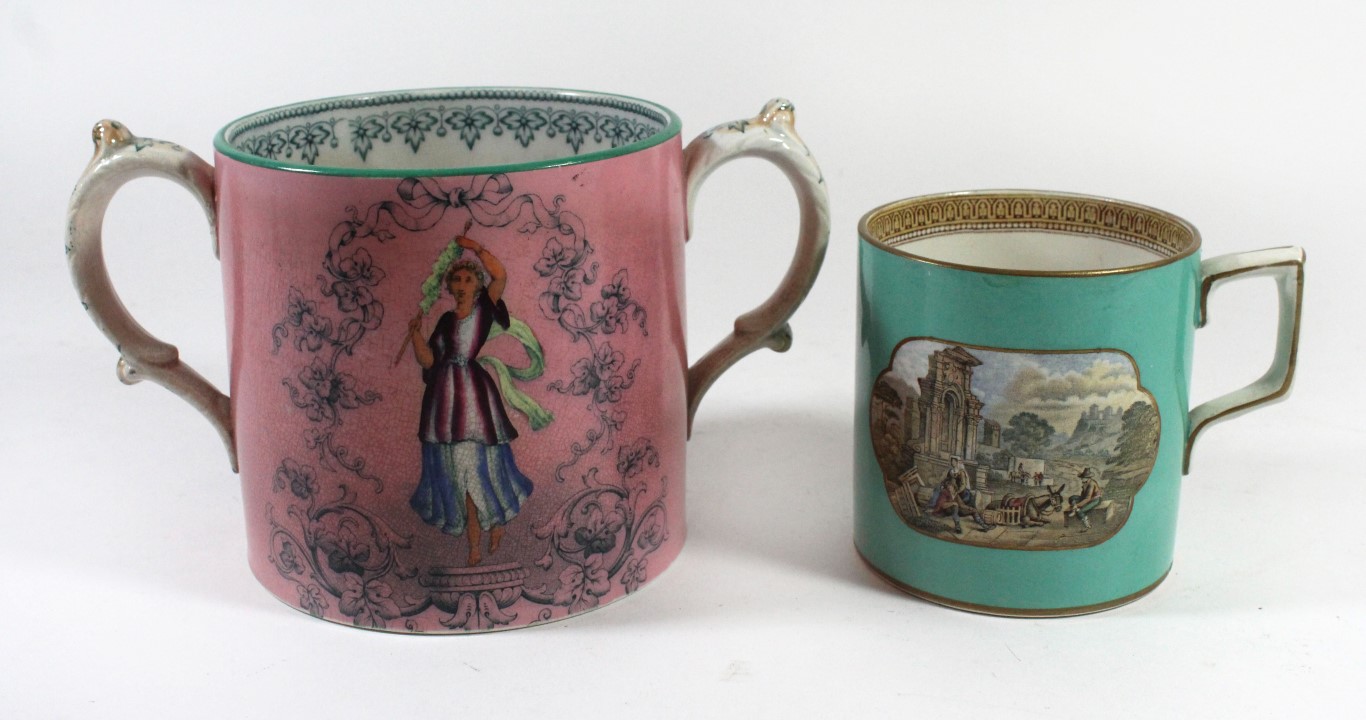 A 19th Century Beech & Hancock double handled cup Decorated in the Dancing Girl pattern, together