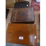 A Sao Paulo 1910 carved hardwood box and 2 parquetry boxes (3 items)