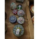 Seven assorted glass paperweights