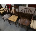 Three assorted chairs To include an Art Nouveau bedroom chair, Arts & Crafts bedroom chair and a