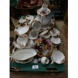 A large collection of Royal Albert old country roses tea and dinner wares To include teapot, six