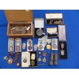A collection of silver gilt and silver Masonic regalia To include past masters jewel, stewards