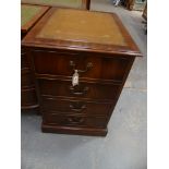 A good quality reproduction mahogany filing cabinet by Reprodux The leather inset rectangular
