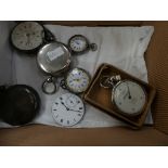 A Silver cased pocket watch by J W Benson London, a silver cased chronograph pocket watch, a