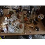 A large collection of ornaments and figures to include a cooper craft figure of a beagle, studio art