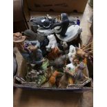 A collection of various ceramic figures Including Border Fine Art examples, Franklin Mint