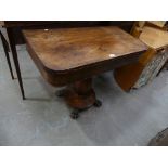 A William IV rosewood pedestal folding tea table.