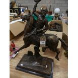 A bronze model of a figure on horseback 'Sheridans ride, 1878' upon a rectangular marble plinth