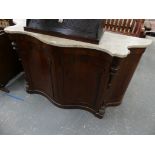 A 19th Century marble top serpentine rosewood credenza sideboard The shaped marble top above a