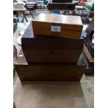 A collection of three various wooden boxes Including a rosewood writing slope, twin handled inlaid