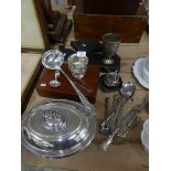 A mixture of silver and white metal items Including boxed sets of cutlery, silver sugar nips,