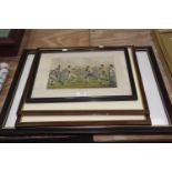 4 Reproduction coloured prints , pugilistic interest " A prize fight " and others.