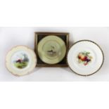 A collection of three hand decorated plates Comprising a Royal Doulton plate decorated with two