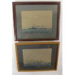 Two framed watercolours of Royal Navy ships, mid 20th Century The first of HMS Dauntless, 12.5x17.