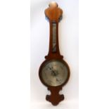 A large Victorian mahogany framed wheel barometer 30cm circular silvered dial, with weather