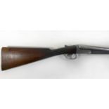 A 12 bore side by side box lock non ejector shot gun 76cm barrels, engraved rib with makers name