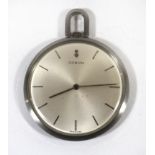 A Corum stainless steel pocket watch The silvered dial with Roman numerals, diameter 40mm