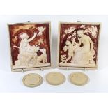 Three Danish plaster circular plaques Relief decorated with classical figures, impressed L Hiorth