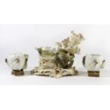 Moore Brothers, a floral table centrepiece vase Raised on a scrolled plinth base, impressed and