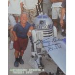 Star Wars interest: Kenny Baker (1934-2016) Ink signed photograph depicting Kenny beside R2-D2