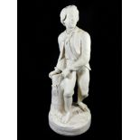 A pair of Copeland Parian ware figures Of a lady and gent, both titled 'The Trysting Tree',