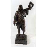 Albert Hambresin (1850-1938) 'Proclamation' Cast bronze figure group as a solider with shield,