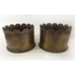 A pair of WWI trench art shell cases Two shell cases with engraved decoration for the Gordon