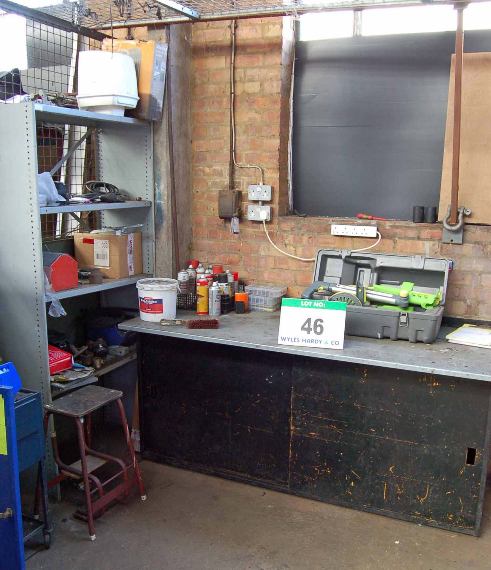 A Grey-Blue Steel Cabinet, A Blue Steel 2-Drawer Trolley, A Grey Steel 3-Tier Rack, A Black Steel - Image 2 of 2