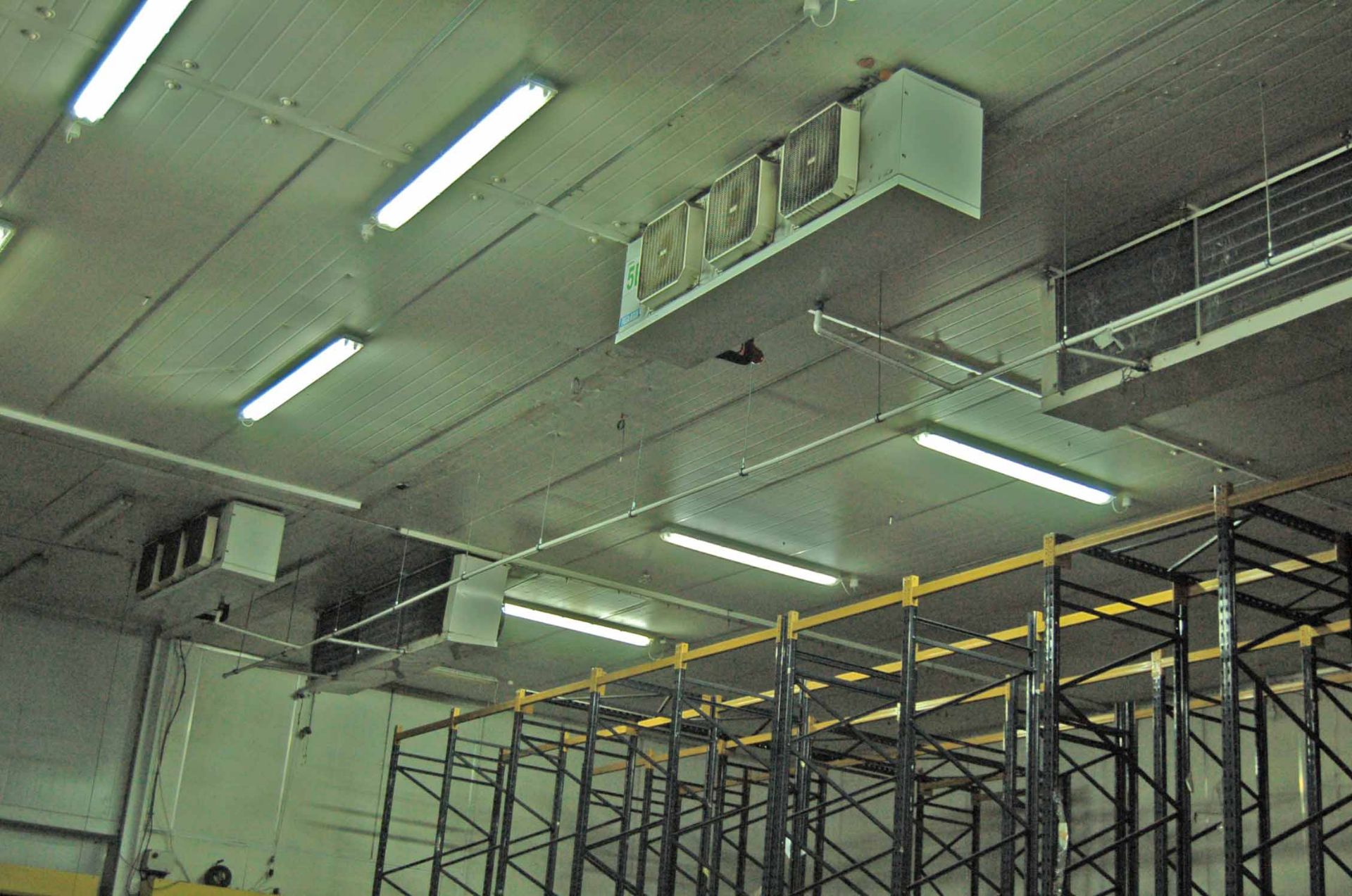 Three Ceiling mounted Triple Fan Chiller Evaporator Units, A Ceiling mounted Twin Fan Chiller