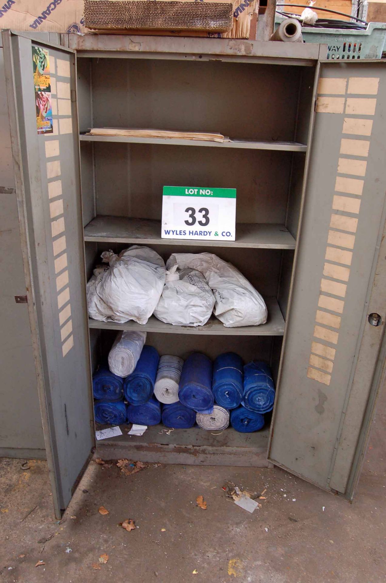 A Blue Steel 2-Door Cupboard, A Brown and Cream Steel 4-Drawer Filing Cabinet, A Timber Work Cabinet - Image 3 of 4