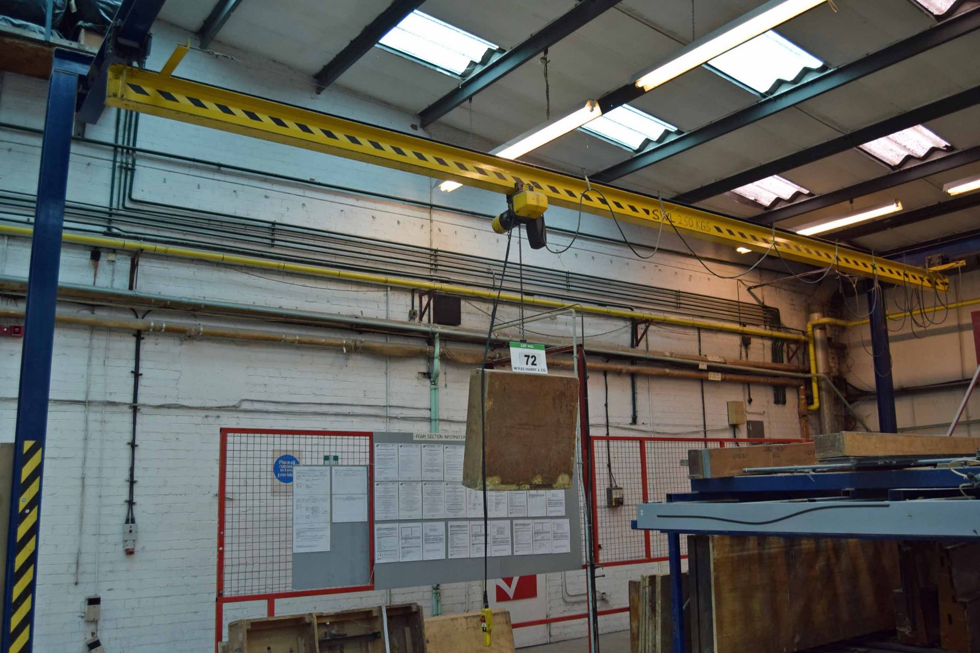 An Approx. 14M x 10M x 4.6M high Bolted Steel Girder Framed Travelling Crane Hoist with 10M, 250Kg