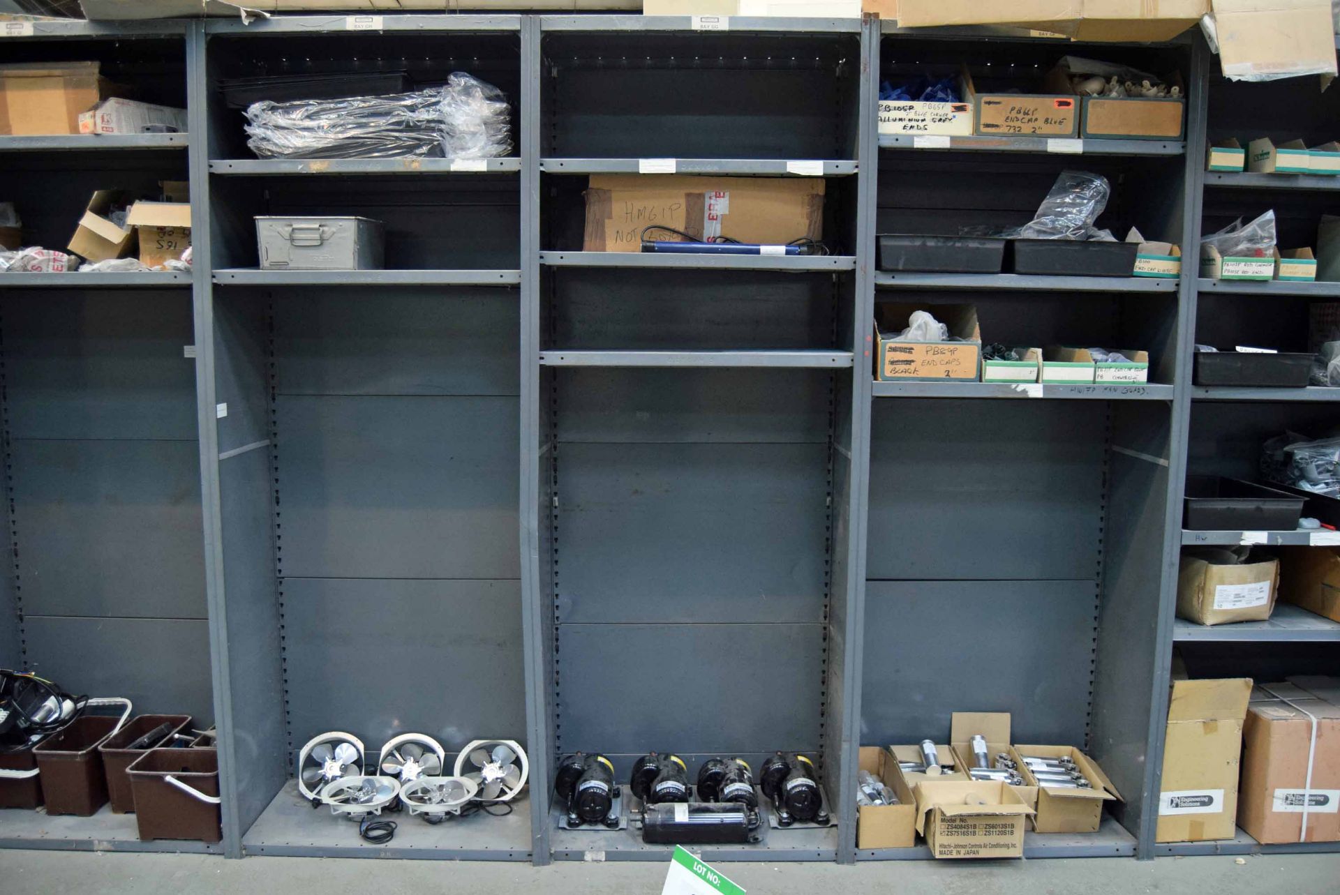 Eleven Bays of Parts Racking with Contents including Chiller Cabinet Blinds, Evaporating Trays, - Image 3 of 5