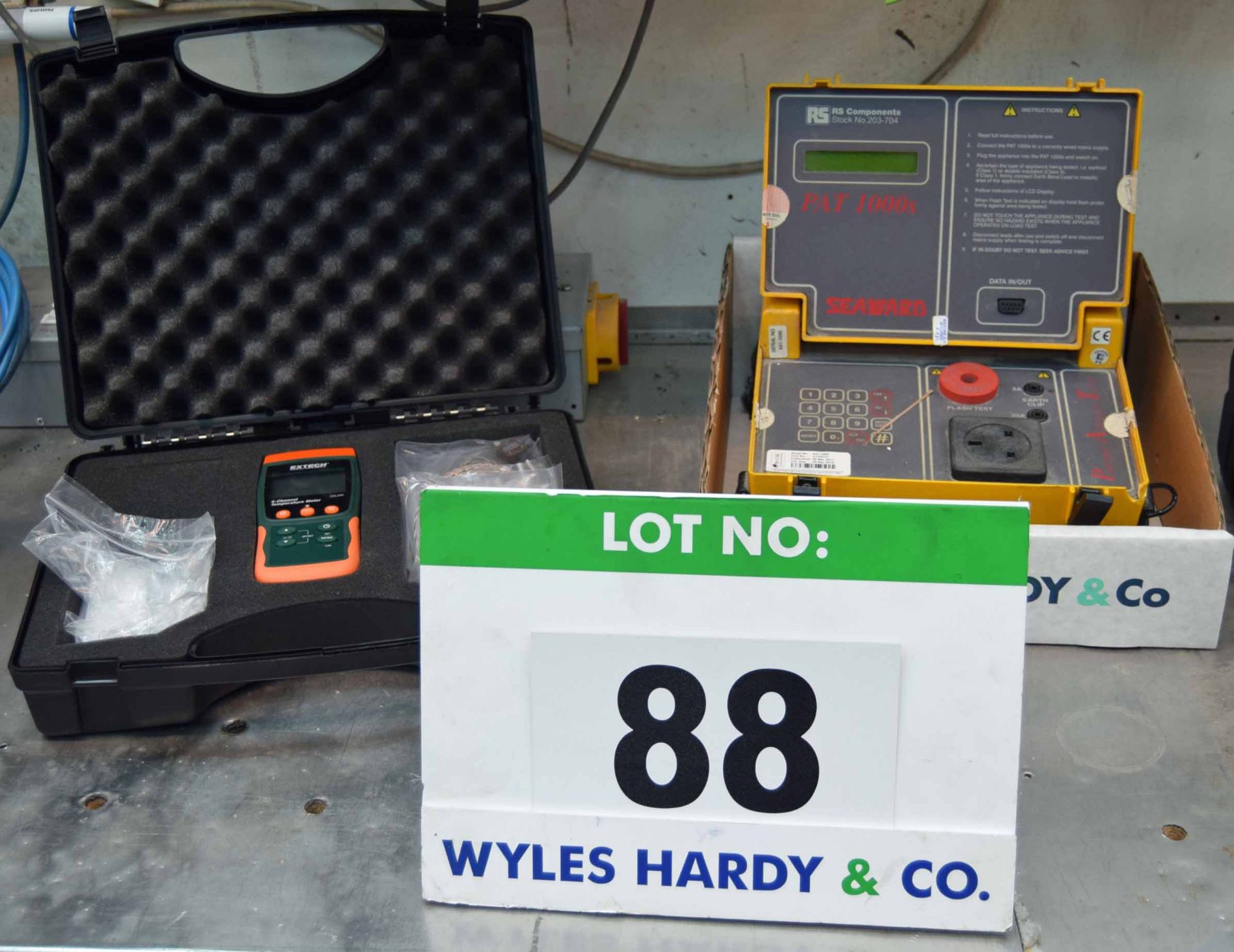 Two Boxes of Test Equipment including a RS Pat Tester (As Photographed)