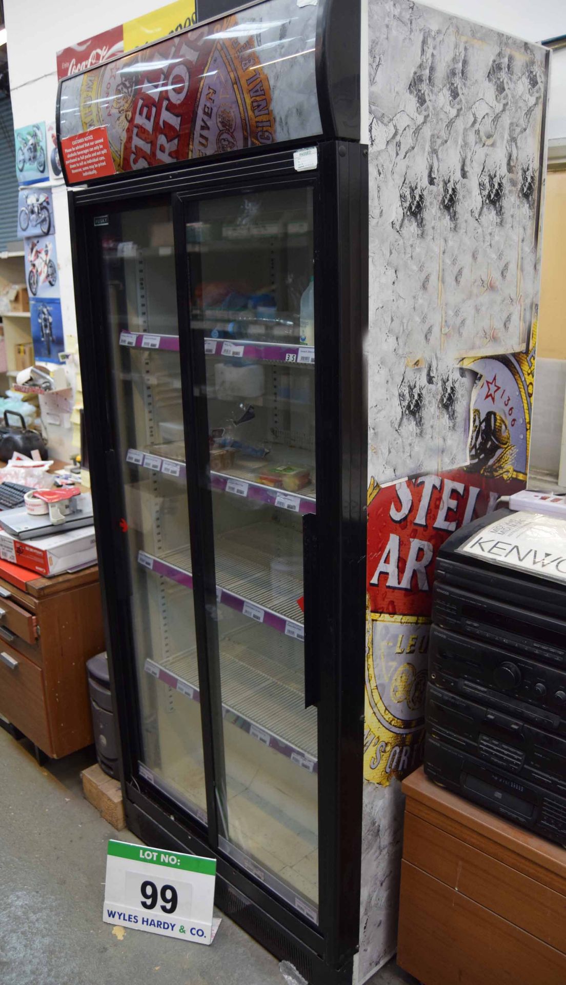 A Full Height Drinks Cooler with Double Sliding Door and STELLA ARTOIS Livery