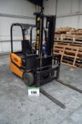 A SAMUK HJ15 Battery Electric Counterbalance Forklift Truck, Serial No. 050100587, with 3.3M Mast