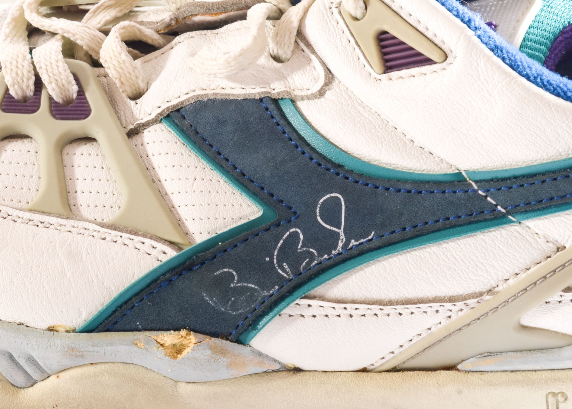 A Pair of DIADORA Tennis Shoes bearing Boris Becker's Signature, formerly exhibited at the Tennis - Image 2 of 3