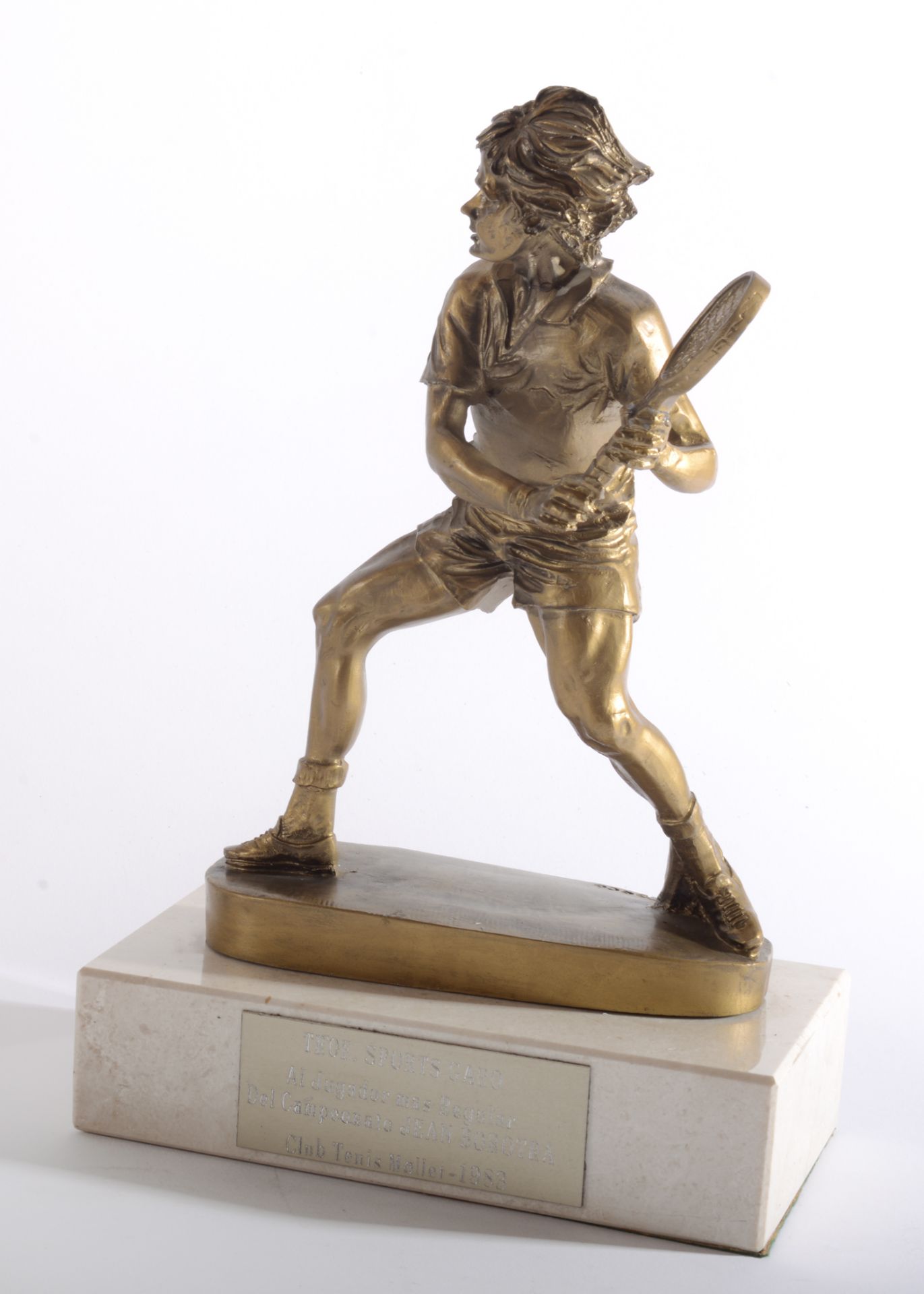 A Tennis Trophy having a Gold Coloured Resin Figure of a Tennis Player on a Composite Marble - Image 2 of 3