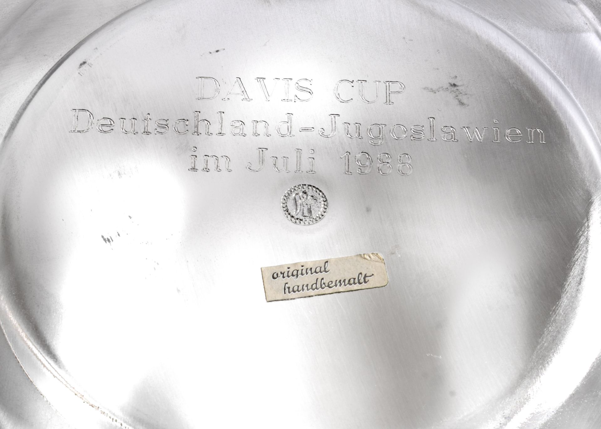 A 220mm dia. Pewter Plate with Scalloped Edge engraved with the words Zur Erinnerung VfB Leimen - Image 2 of 2