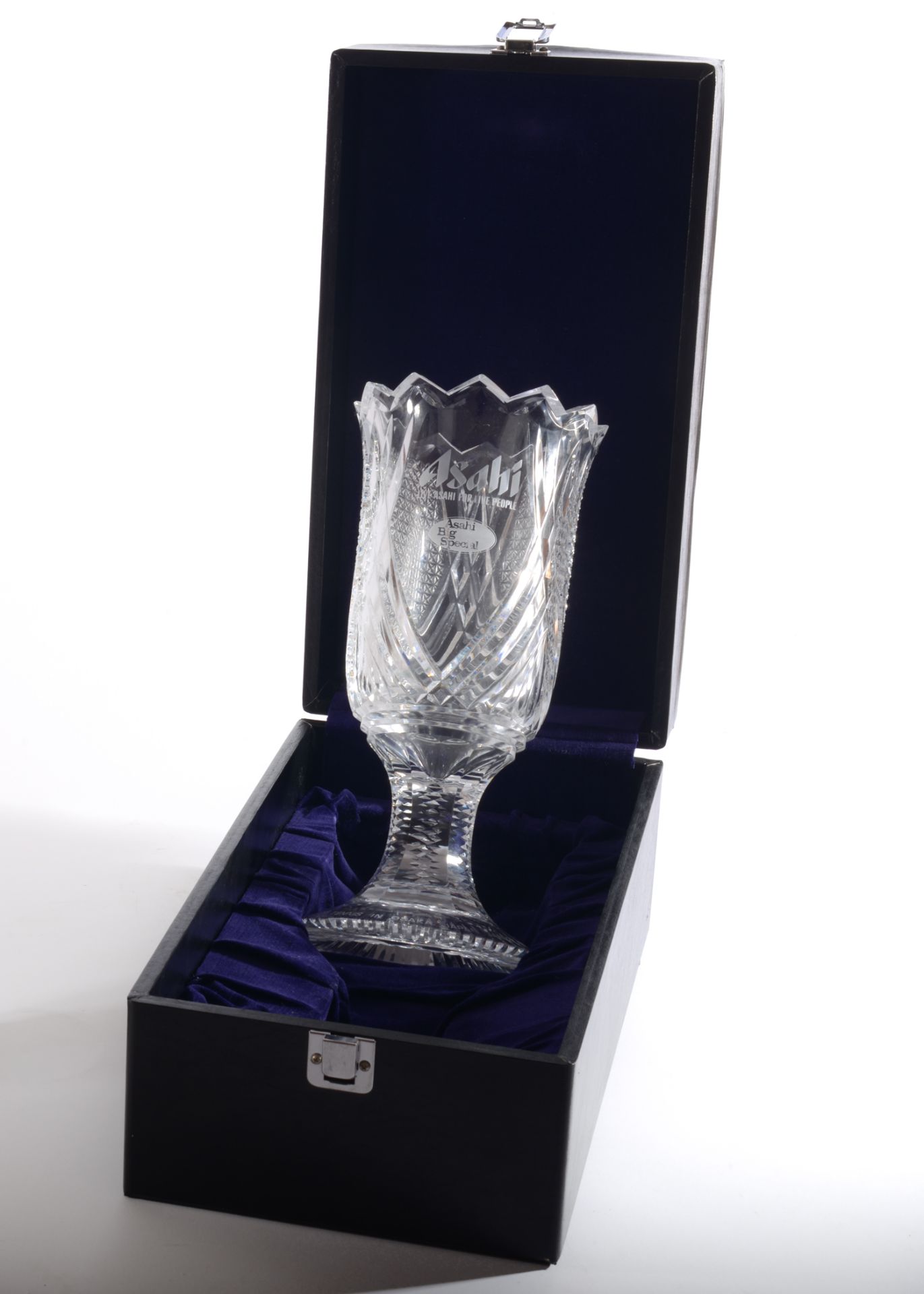 A SASKI Crystal Cut Glass Trophy with Flared Rim on Chamfered Stem & Cut Foot, engraved Asahi, - Image 2 of 3