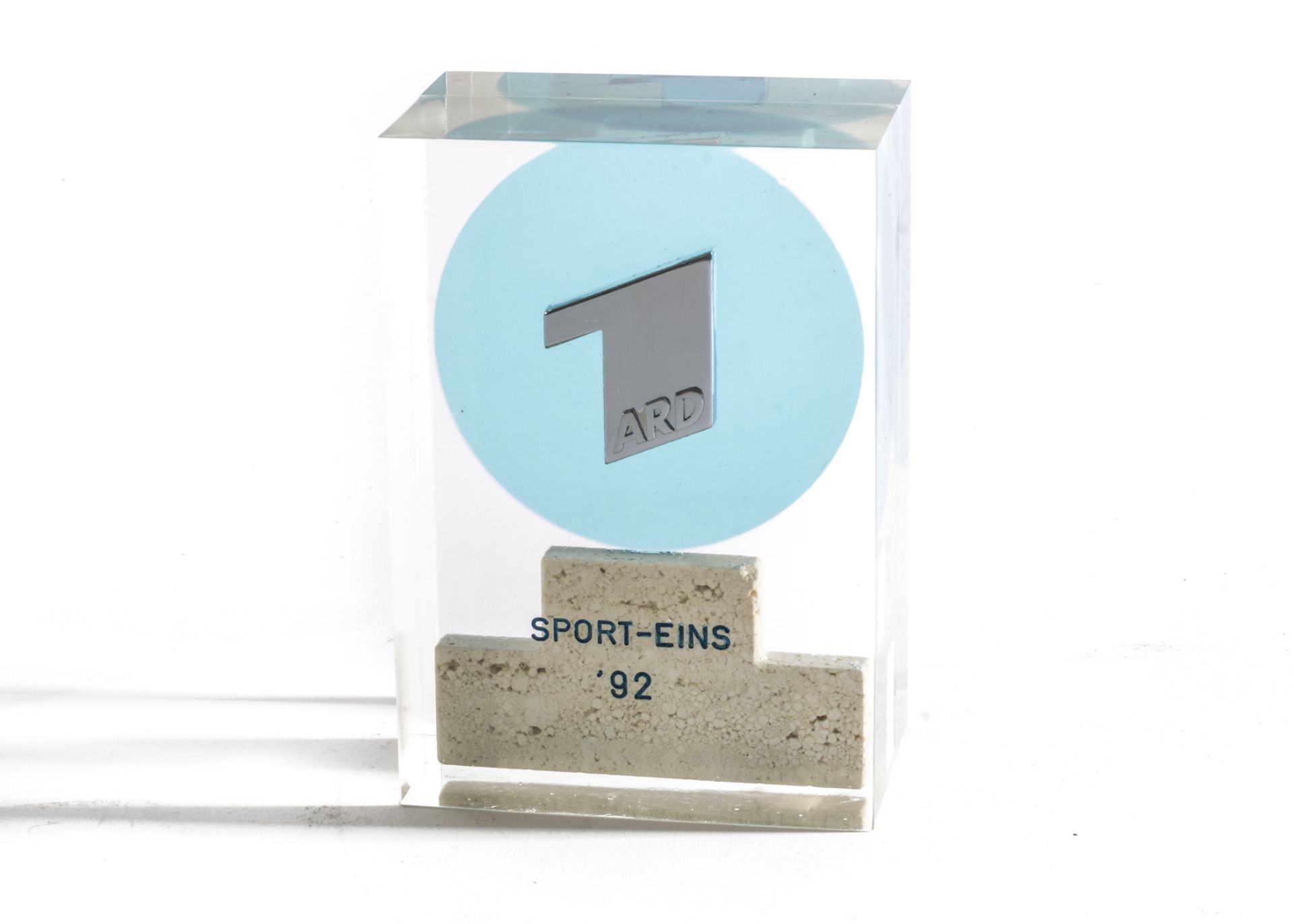 A Trophy in the form of a Clear Plastic Block, approx. 100mm x 70mm, containing a Cast Metal Plate - Image 2 of 2