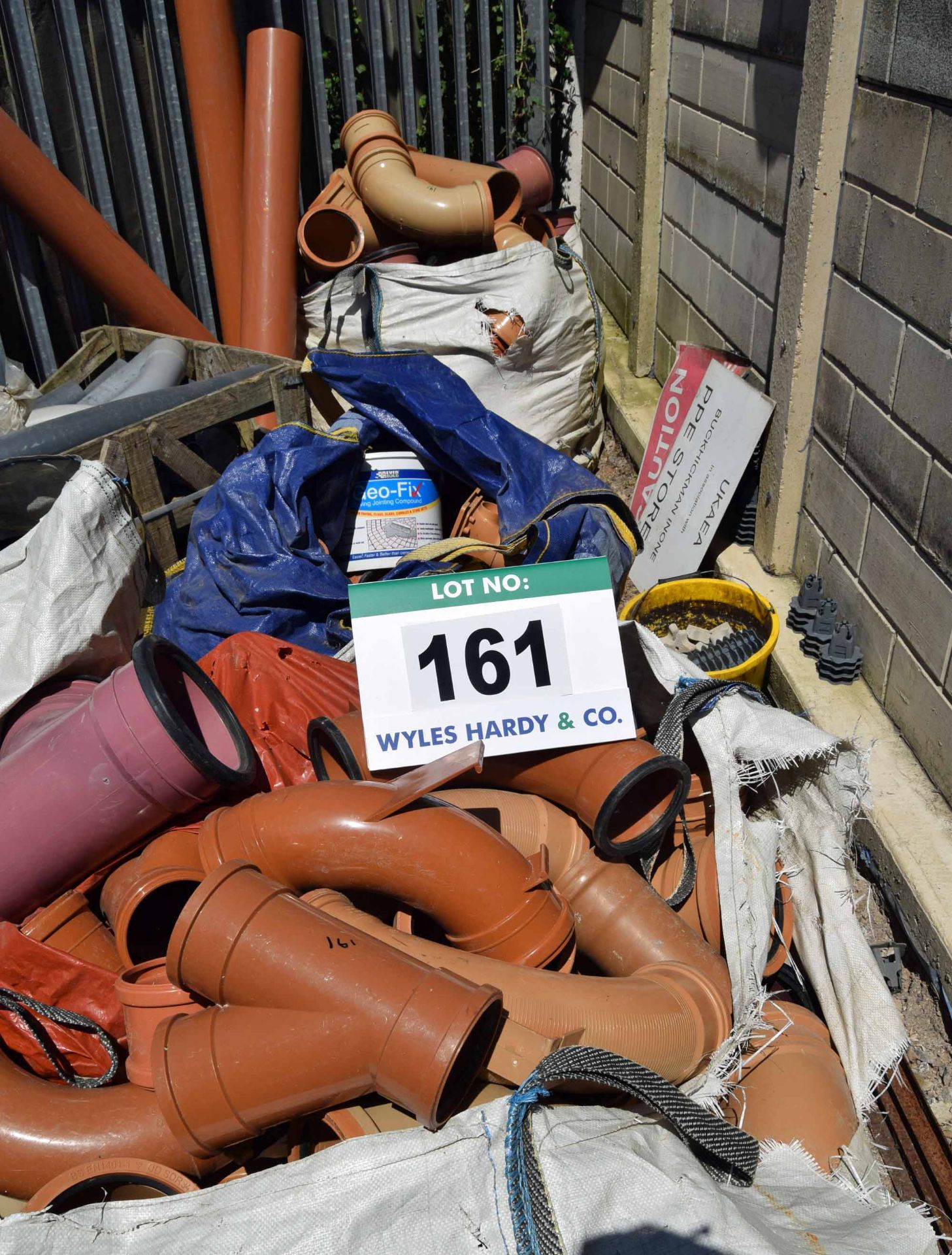 Three Dumpy Bags containing A Quantity of Plastic Drain Curves, Joints, Junctions, etc. (As Found)