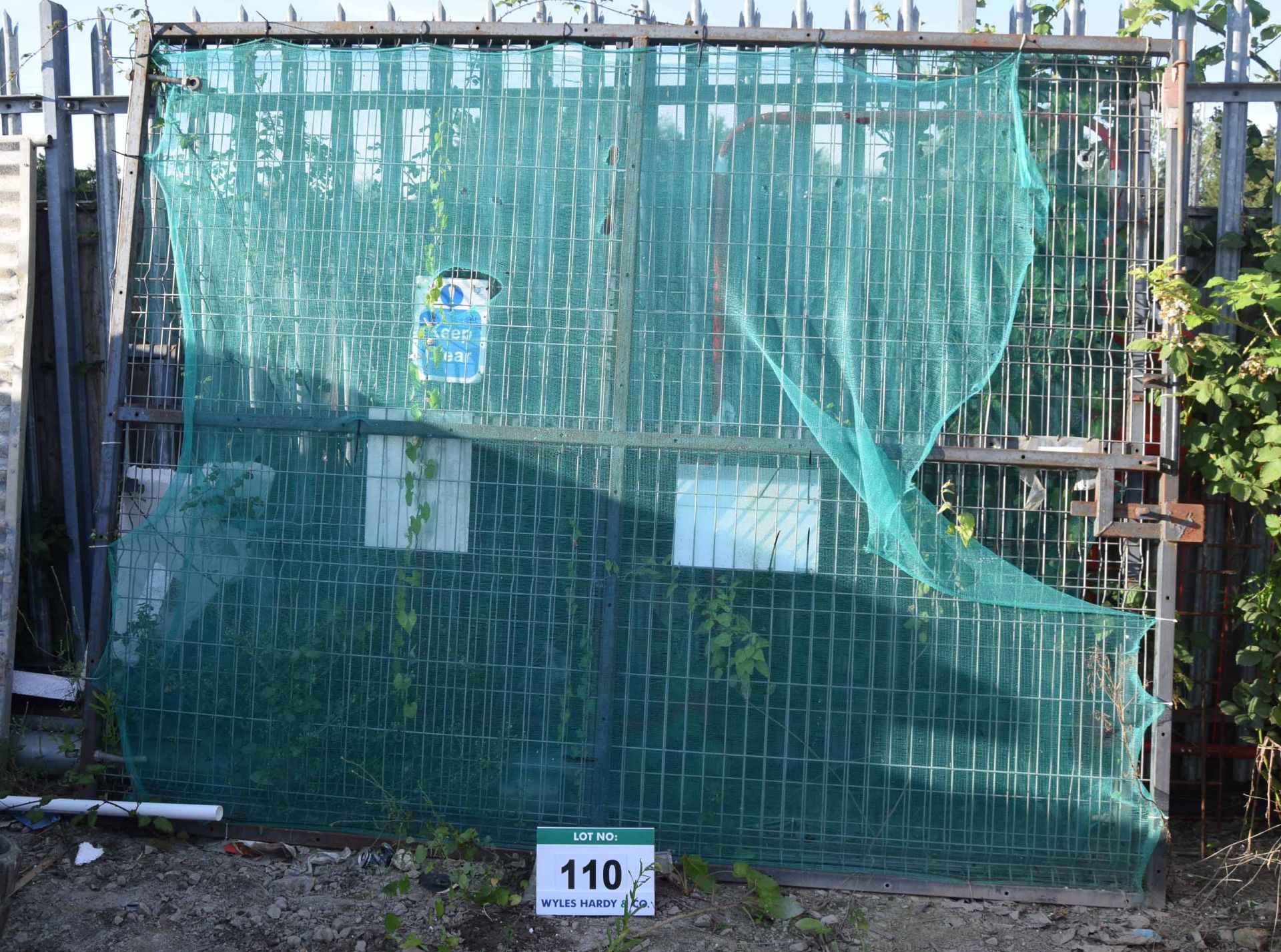 A Pair of Steel Framed Mesh Fronted Gates, each 3M wide x 2.35M tall