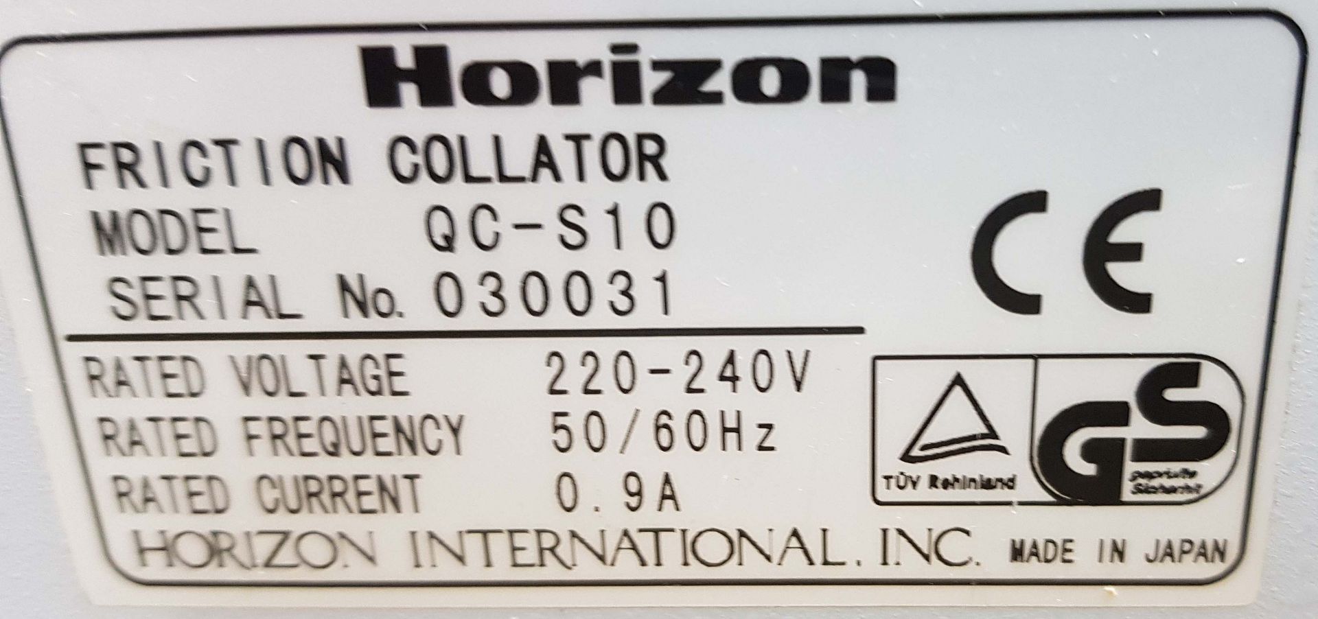 A HORIZON Model QC-S10 10-Station Automatic Friction Collator, Serial No. 030031 - Image 2 of 2