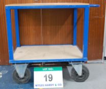 A Blue Steel Framed 2-Tier Warehouse Trolley