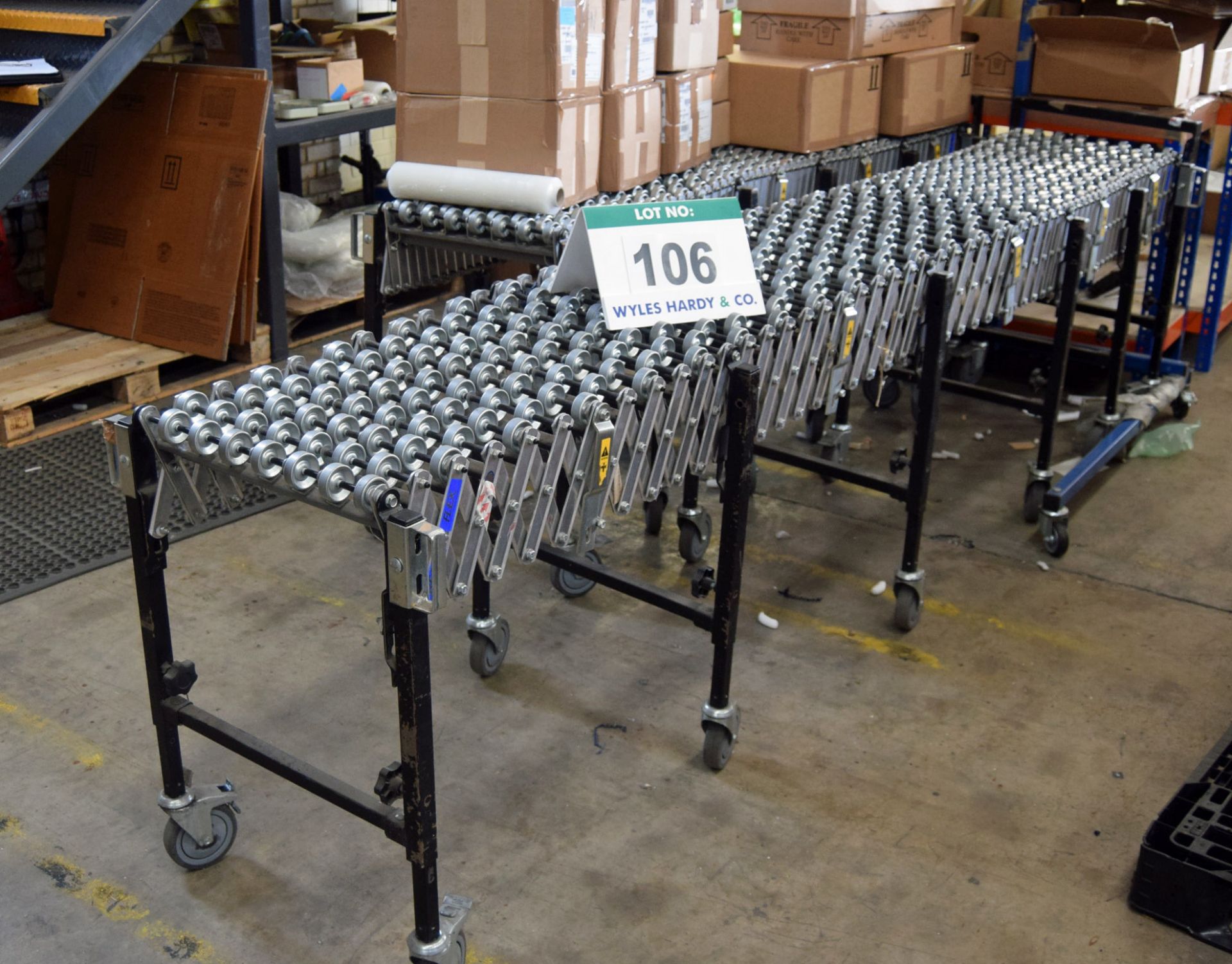 Two BEST FLEX Mobile Concertina Horizontal Roller Conveyors each with 50cm Wide Rollers x 2M Long - Image 2 of 2