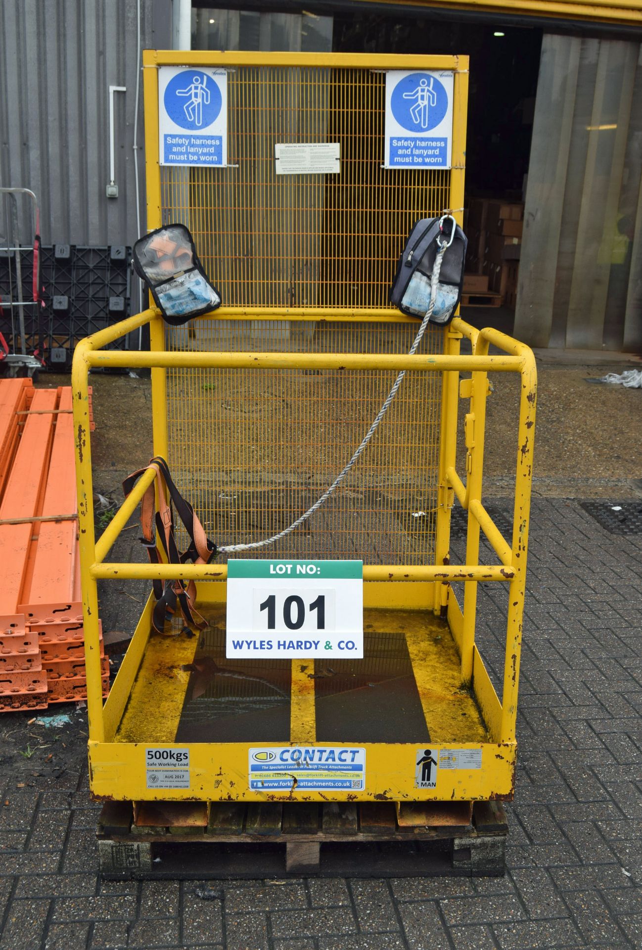 A CONTACT 2-Man/500Kg capacity Forklift Truck Man Lift Cage Attachment, Serial No. J99908C (2017) (